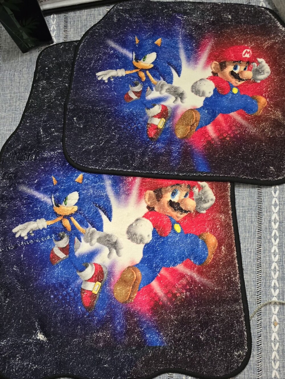 Mario vs Sonic Car Floor Mats 2-Piece Set Universal Fit Gaming